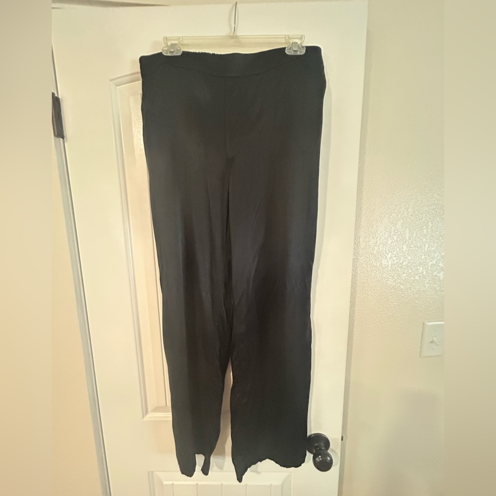 Madewell Black Satin Wide Leg Pants